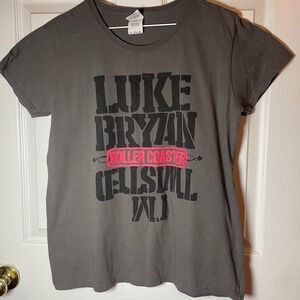 Luke Bryan Roller Coaster Tour T-Shirt Country Music Gray‎ Graphic Tee XL